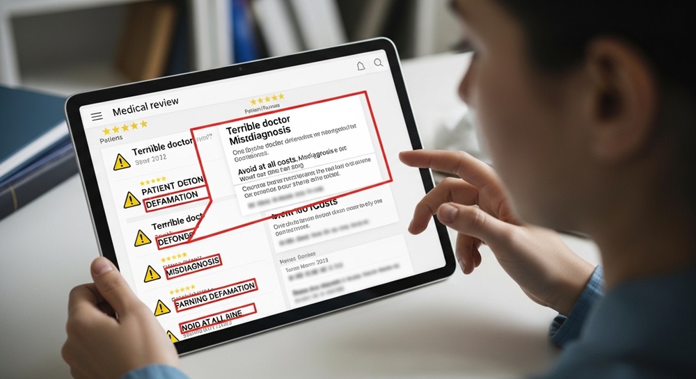 Defamatory reviews on medical platform